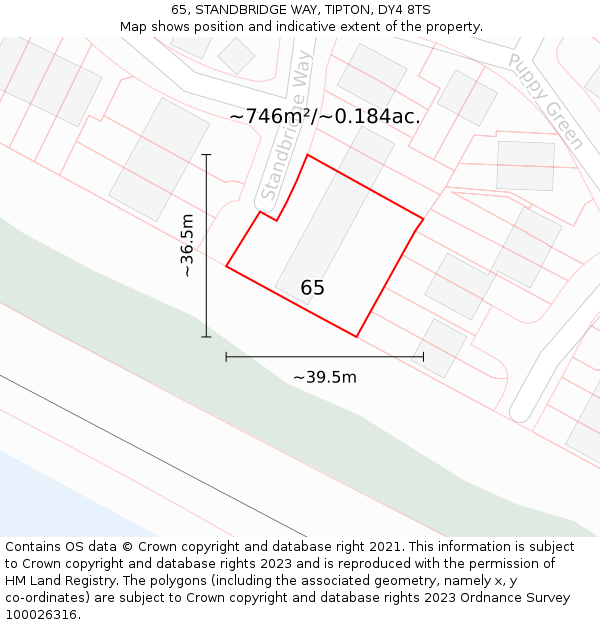 65, STANDBRIDGE WAY, TIPTON, DY4 8TS: Plot and title map