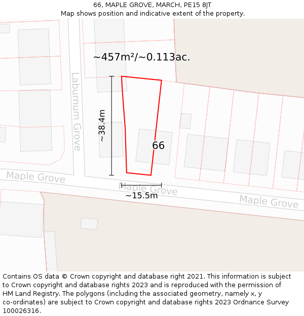 66, MAPLE GROVE, MARCH, PE15 8JT: Plot and title map