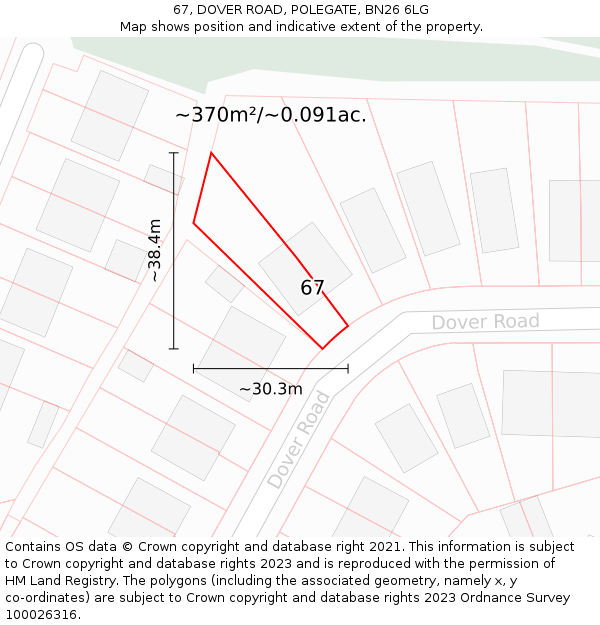 67, DOVER ROAD, POLEGATE, BN26 6LG: Plot and title map