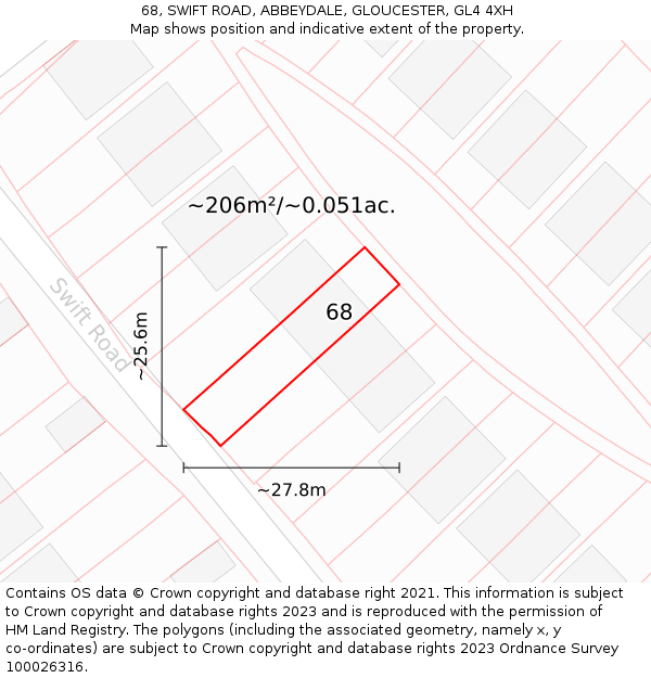 68, SWIFT ROAD, ABBEYDALE, GLOUCESTER, GL4 4XH: Plot and title map