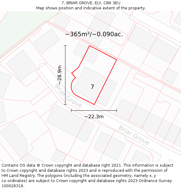 7, BRIAR GROVE, ELY, CB6 3EU: Plot and title map