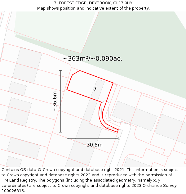 7, FOREST EDGE, DRYBROOK, GL17 9HY: Plot and title map