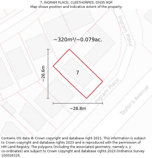 7, INGRAM PLACE, CLEETHORPES, DN35 9QP: Plot and title map