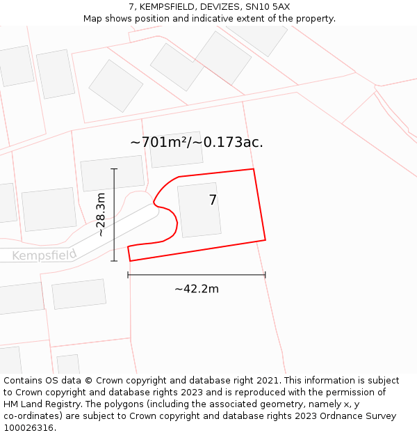 7, KEMPSFIELD, DEVIZES, SN10 5AX: Plot and title map