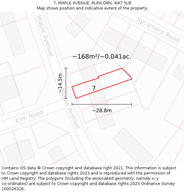 7, MAPLE AVENUE, RUNCORN, WA7 5LB: Plot and title map