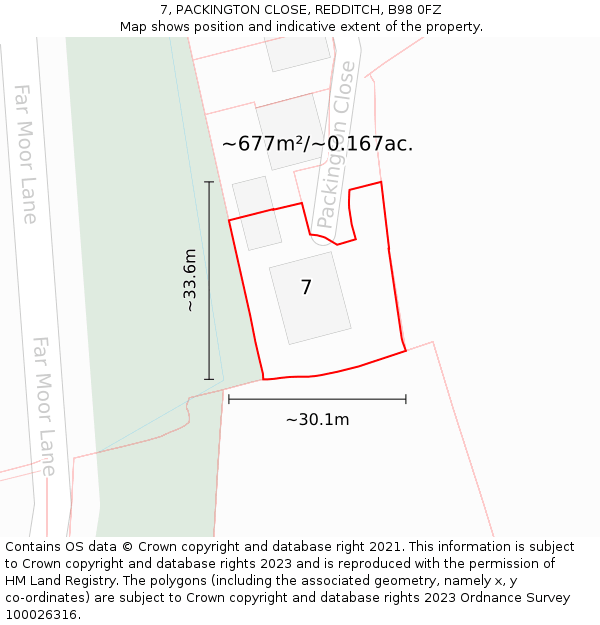 7, PACKINGTON CLOSE, REDDITCH, B98 0FZ: Plot and title map