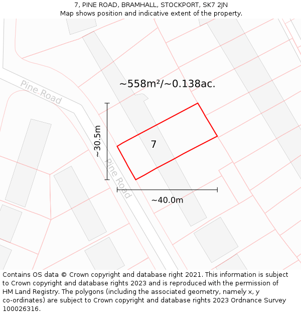 7, PINE ROAD, BRAMHALL, STOCKPORT, SK7 2JN: Plot and title map