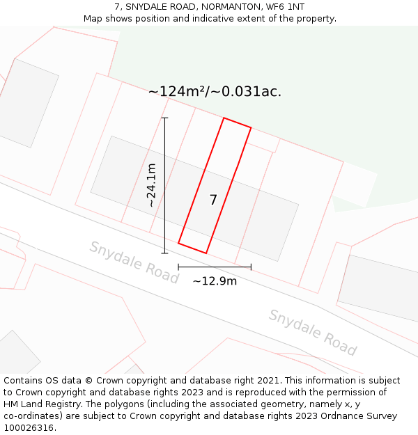 7, SNYDALE ROAD, NORMANTON, WF6 1NT: Plot and title map