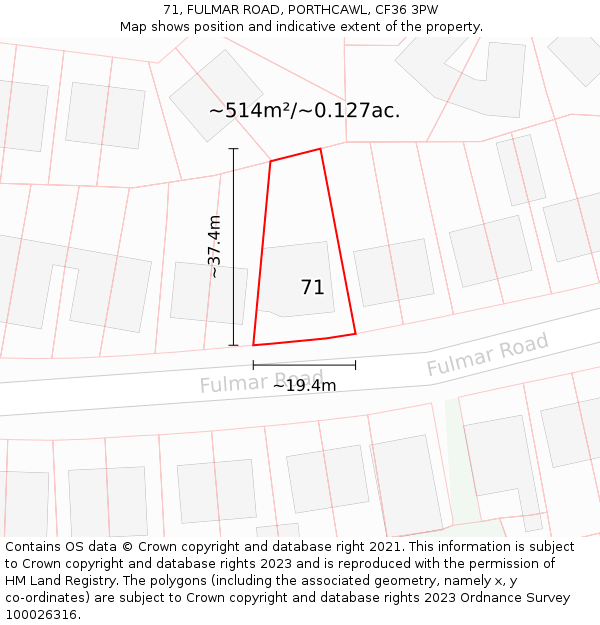 71, FULMAR ROAD, PORTHCAWL, CF36 3PW: Plot and title map