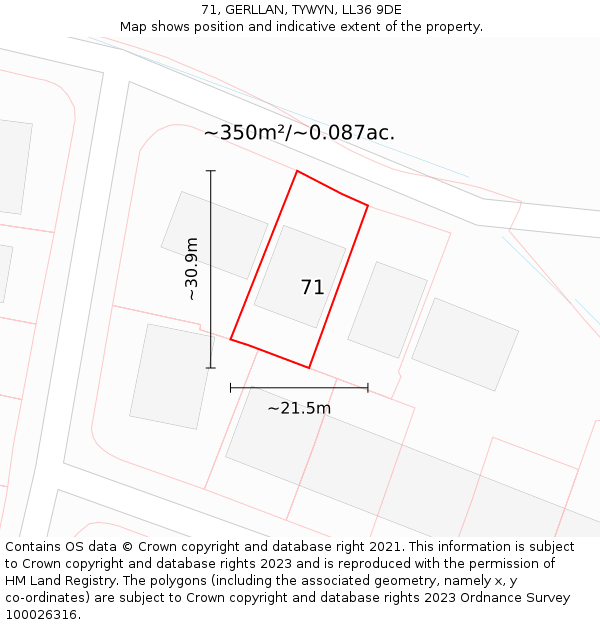 71, GERLLAN, TYWYN, LL36 9DE: Plot and title map