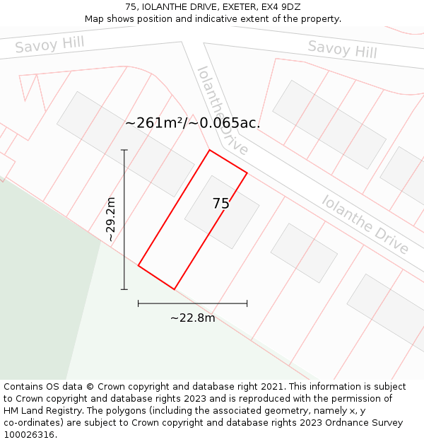 75, IOLANTHE DRIVE, EXETER, EX4 9DZ: Plot and title map