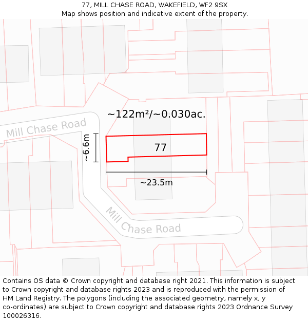 77, MILL CHASE ROAD, WAKEFIELD, WF2 9SX: Plot and title map