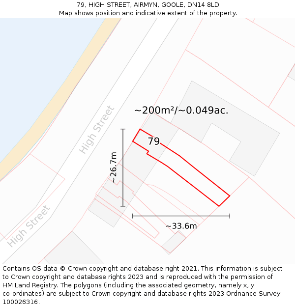79, HIGH STREET, AIRMYN, GOOLE, DN14 8LD: Plot and title map