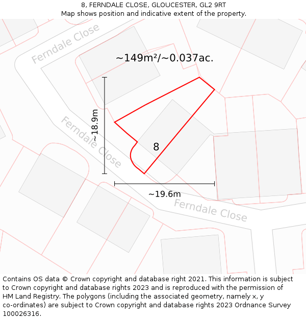 8, FERNDALE CLOSE, GLOUCESTER, GL2 9RT: Plot and title map