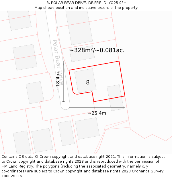 8, POLAR BEAR DRIVE, DRIFFIELD, YO25 9FH: Plot and title map