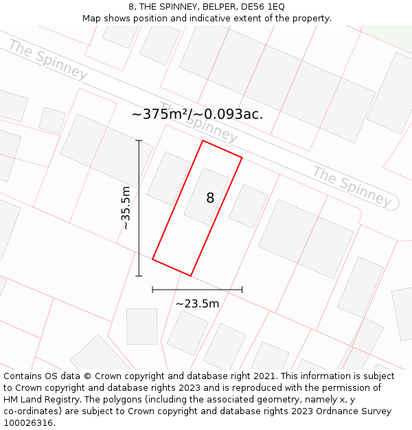 8, THE SPINNEY, BELPER, DE56 1EQ: Plot and title map