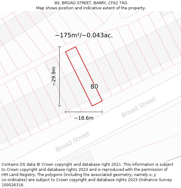 80, BROAD STREET, BARRY, CF62 7AG: Plot and title map
