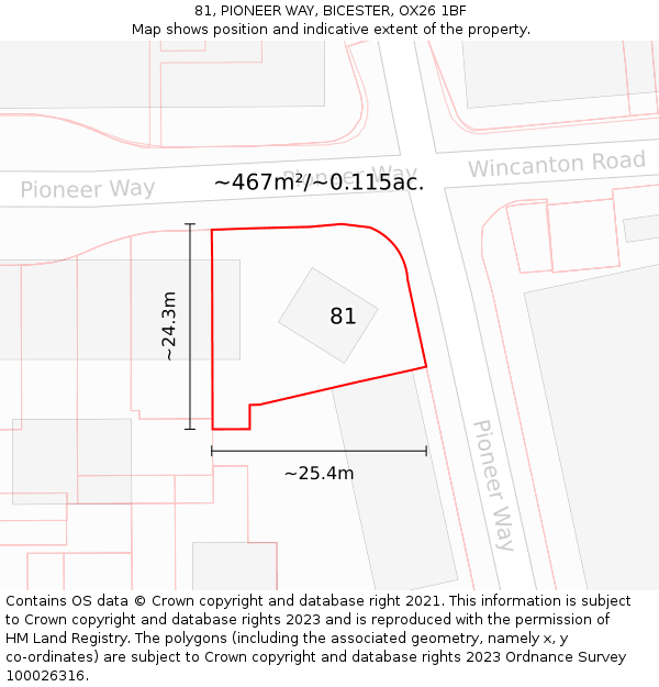 81, PIONEER WAY, BICESTER, OX26 1BF: Plot and title map