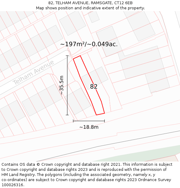 82, TELHAM AVENUE, RAMSGATE, CT12 6EB: Plot and title map