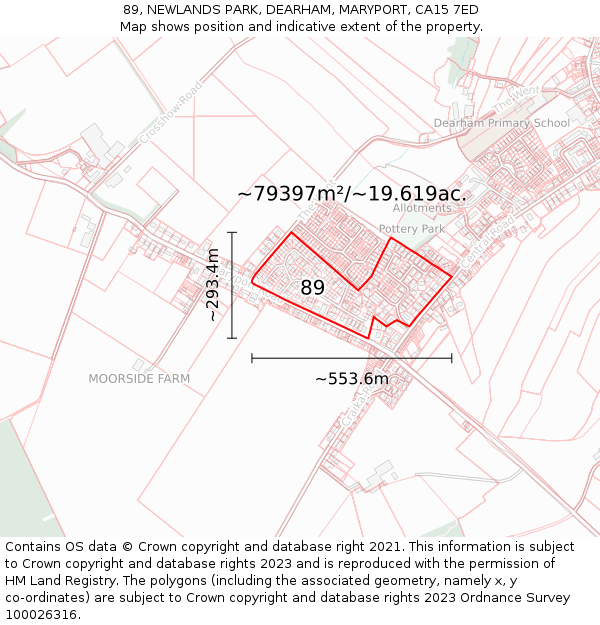 89, NEWLANDS PARK, DEARHAM, MARYPORT, CA15 7ED: Plot and title map