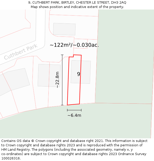 9, CUTHBERT PARK, BIRTLEY, CHESTER LE STREET, DH3 2AQ: Plot and title map