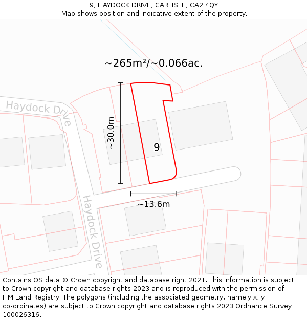 9, HAYDOCK DRIVE, CARLISLE, CA2 4QY: Plot and title map