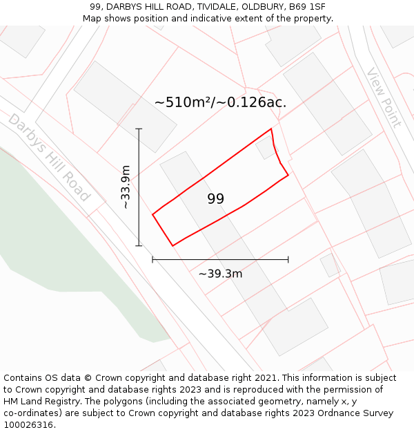99, DARBYS HILL ROAD, TIVIDALE, OLDBURY, B69 1SF: Plot and title map
