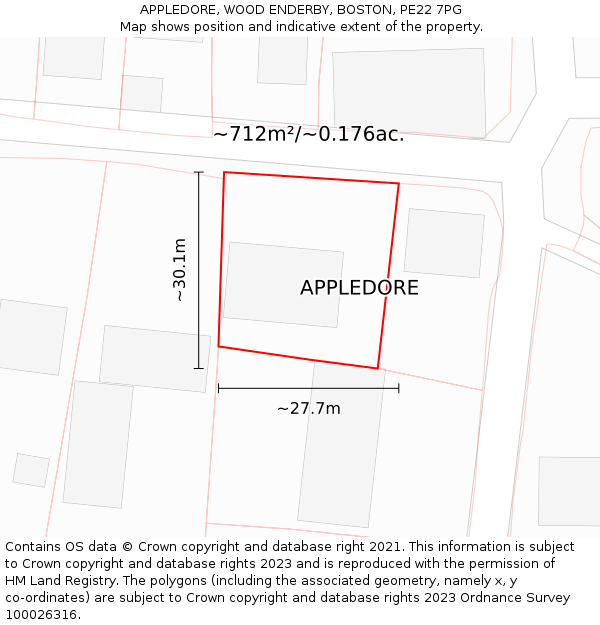 APPLEDORE, WOOD ENDERBY, BOSTON, PE22 7PG: Plot and title map