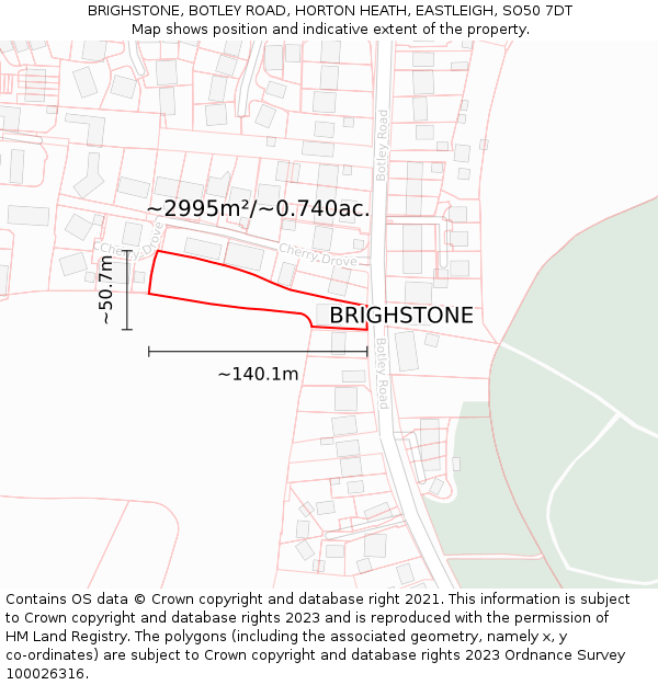 BRIGHSTONE, BOTLEY ROAD, HORTON HEATH, EASTLEIGH, SO50 7DT: Plot and title map