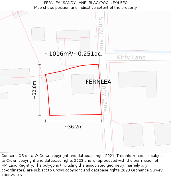 FERNLEA, SANDY LANE, BLACKPOOL, FY4 5EQ: Plot and title map