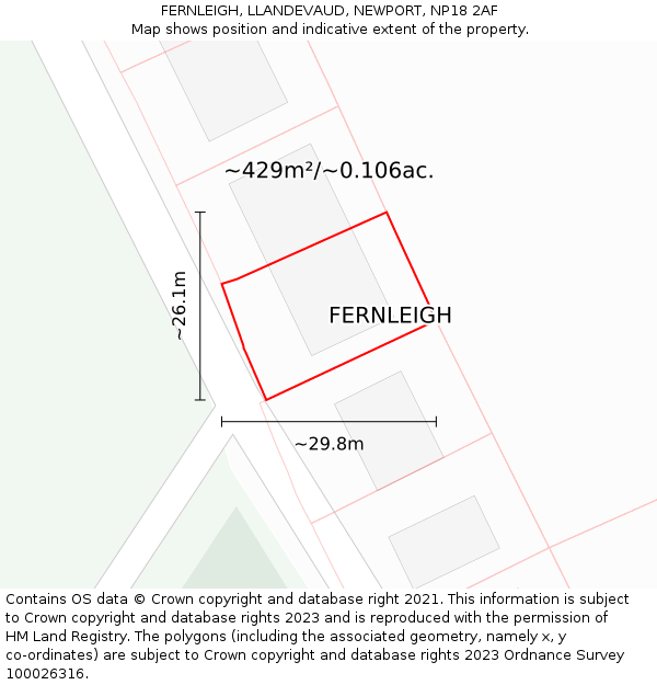 FERNLEIGH, LLANDEVAUD, NEWPORT, NP18 2AF: Plot and title map