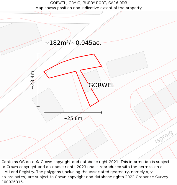 GORWEL, GRAIG, BURRY PORT, SA16 0DR: Plot and title map