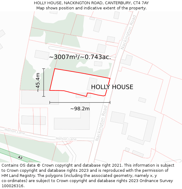 HOLLY HOUSE, NACKINGTON ROAD, CANTERBURY, CT4 7AY: Plot and title map