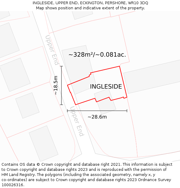INGLESIDE, UPPER END, ECKINGTON, PERSHORE, WR10 3DQ: Plot and title map