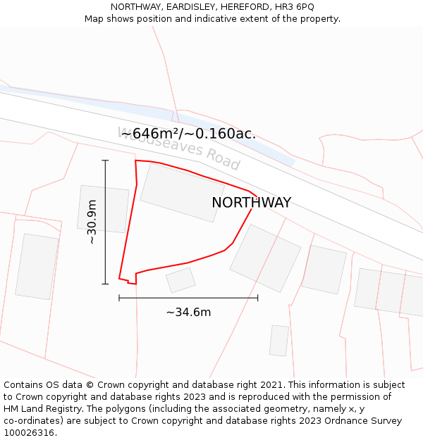 NORTHWAY, EARDISLEY, HEREFORD, HR3 6PQ: Plot and title map