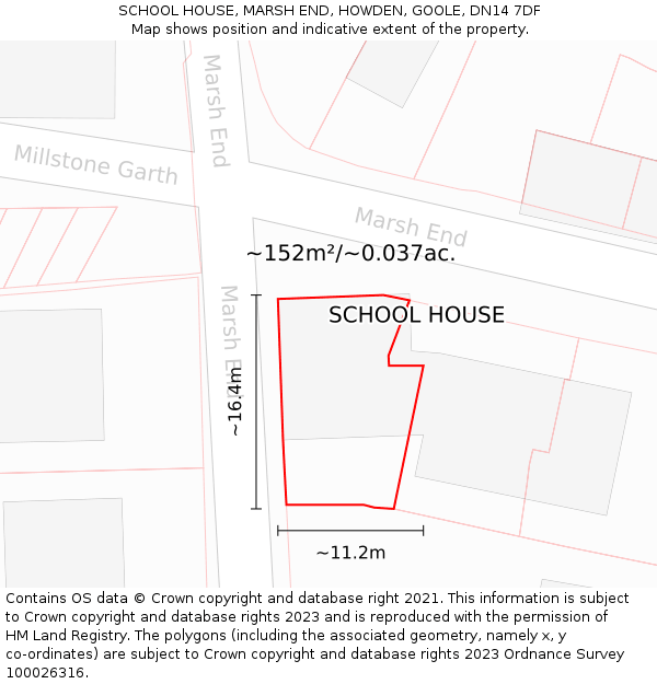SCHOOL HOUSE, MARSH END, HOWDEN, GOOLE, DN14 7DF: Plot and title map