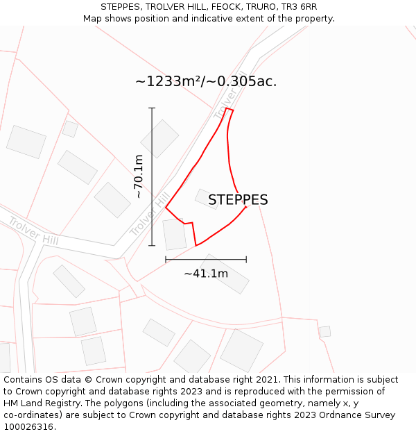 STEPPES, TROLVER HILL, FEOCK, TRURO, TR3 6RR: Plot and title map