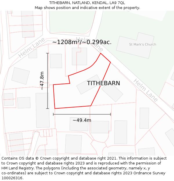 TITHEBARN, NATLAND, KENDAL, LA9 7QL: Plot and title map