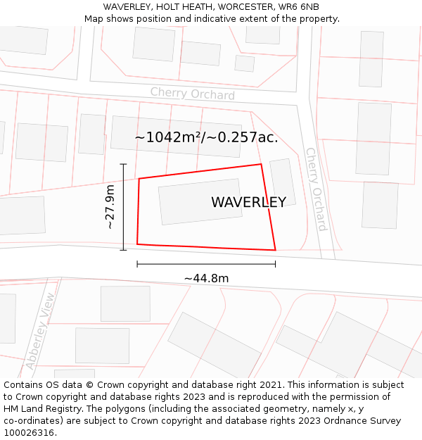 WAVERLEY, HOLT HEATH, WORCESTER, WR6 6NB: Plot and title map