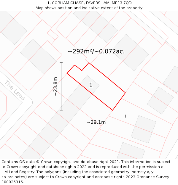 1, COBHAM CHASE, FAVERSHAM, ME13 7QD: Plot and title map
