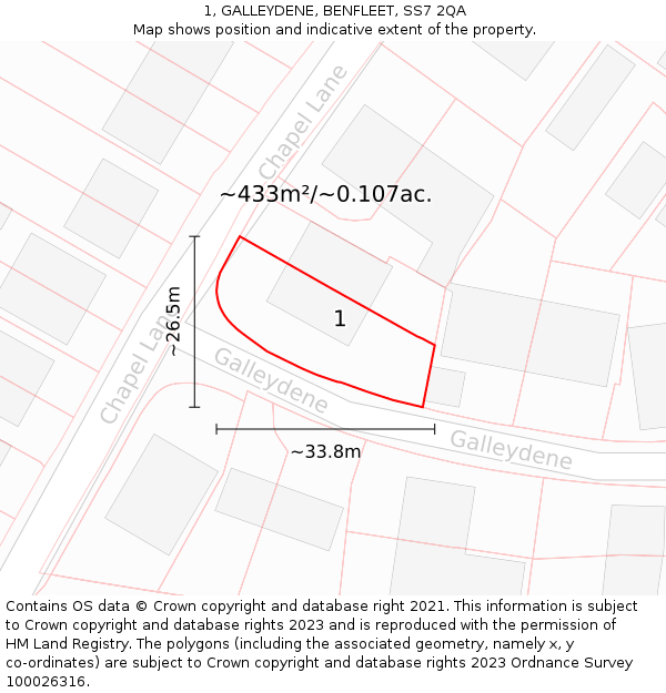 1, GALLEYDENE, BENFLEET, SS7 2QA: Plot and title map