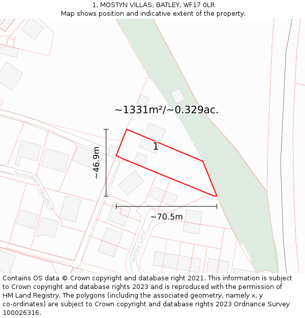 1, MOSTYN VILLAS, BATLEY, WF17 0LR: Plot and title map