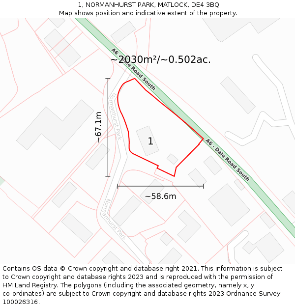 1, NORMANHURST PARK, MATLOCK, DE4 3BQ: Plot and title map
