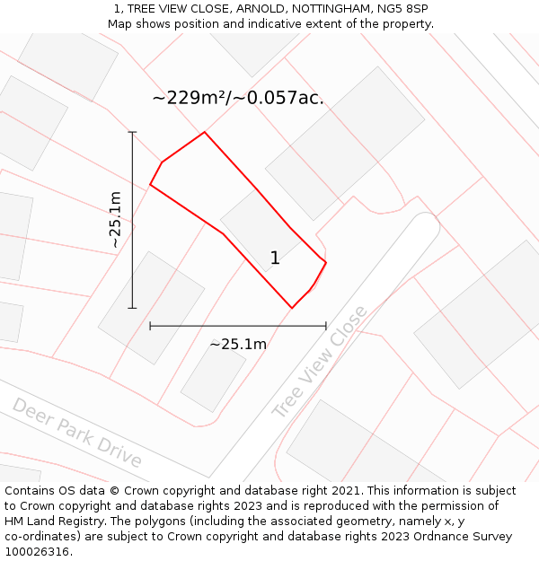 1, TREE VIEW CLOSE, ARNOLD, NOTTINGHAM, NG5 8SP: Plot and title map
