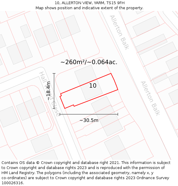 10, ALLERTON VIEW, YARM, TS15 9FH: Plot and title map