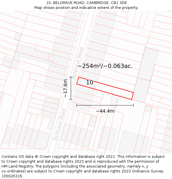 10, BELGRAVE ROAD, CAMBRIDGE, CB1 3DE: Plot and title map