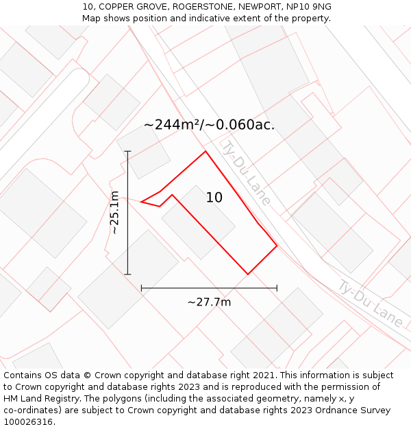 10, COPPER GROVE, ROGERSTONE, NEWPORT, NP10 9NG: Plot and title map