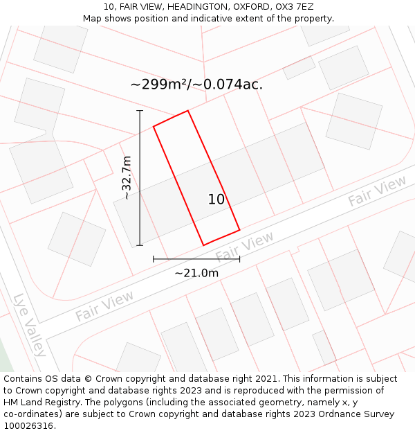 10, FAIR VIEW, HEADINGTON, OXFORD, OX3 7EZ: Plot and title map