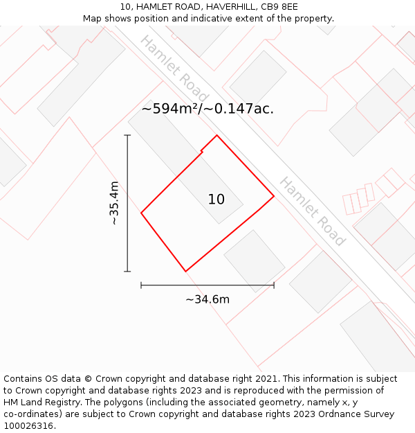 10, HAMLET ROAD, HAVERHILL, CB9 8EE: Plot and title map