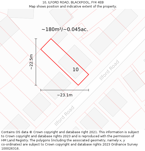 10, ILFORD ROAD, BLACKPOOL, FY4 4EB: Plot and title map